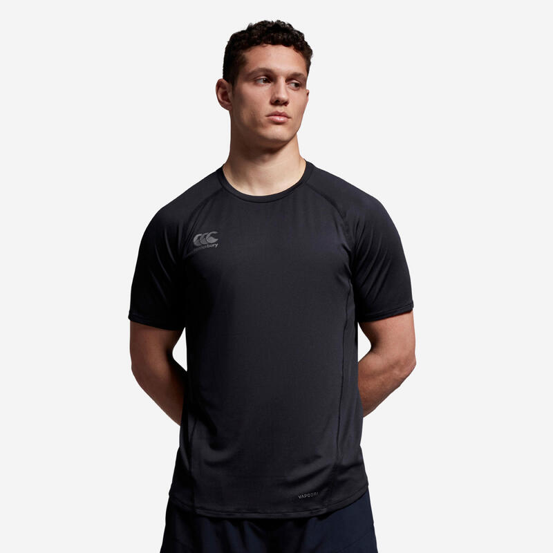 Rugby T-shirt volwassenen klein logo Super Light zwart