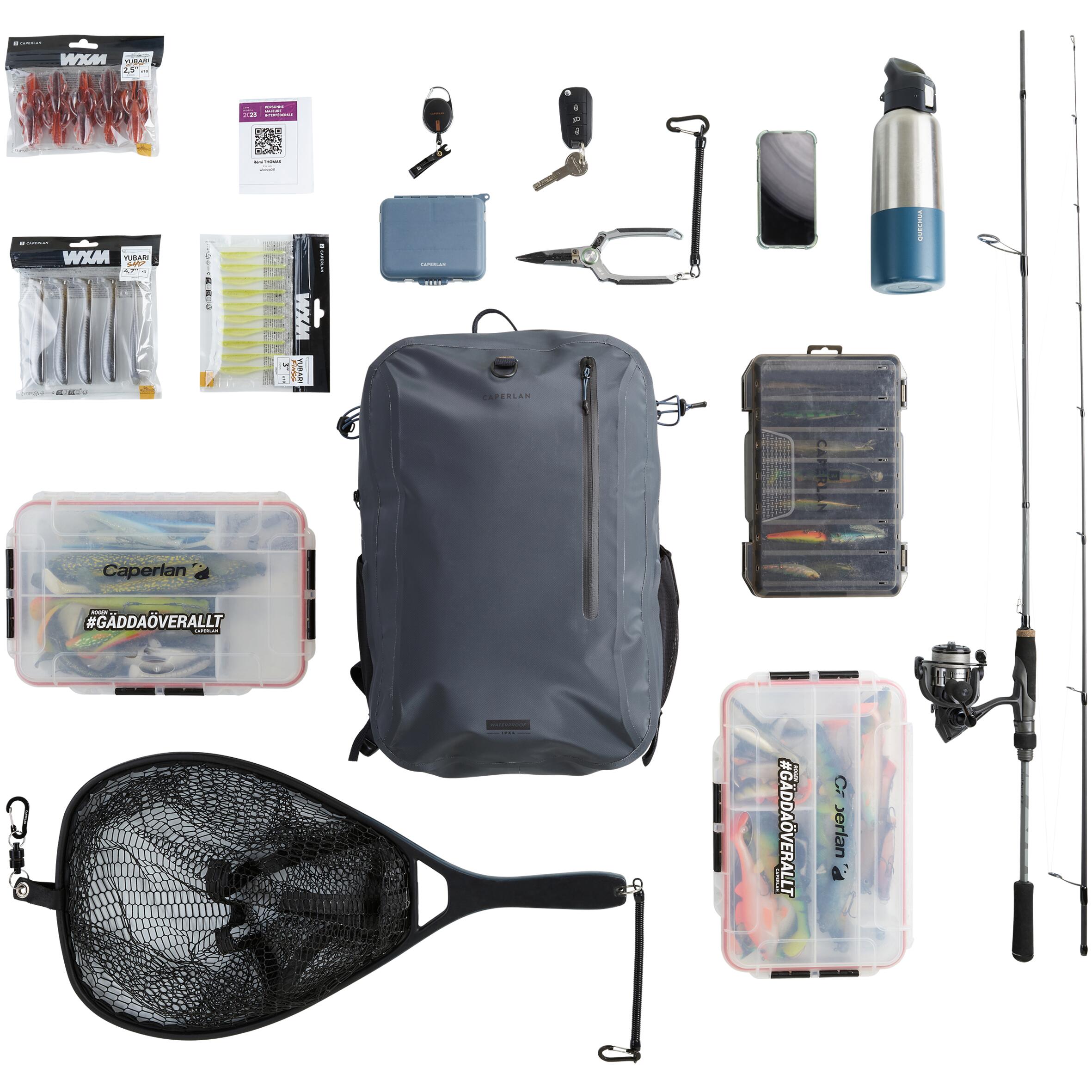 Fishing Waterproof Backpack 20 L - 500 WPF - Carbon grey - Caperlan -  Decathlon