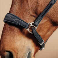 Horse Riding Synthetic Leather Halter for Horse & Pony 500 - Black