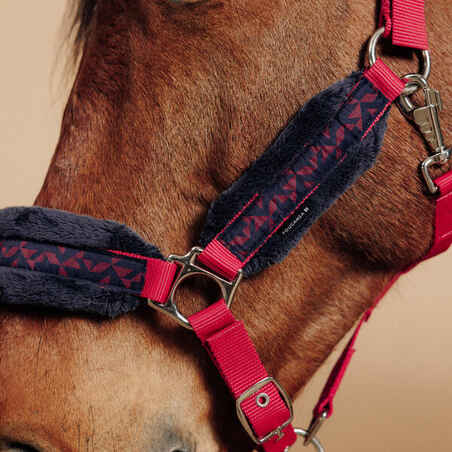 Kantaro ir virvės komplektas žirgams ir poniams „Comfort“, rožinis, tamsiai mėlynas