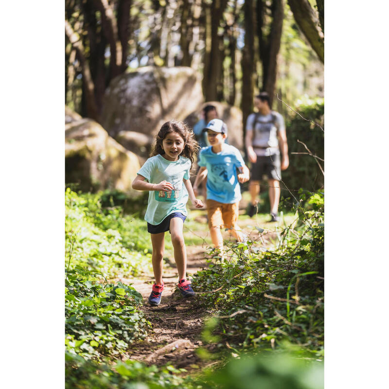 Wandelschoenen met klittenbandsluiting kinderen MH100 maat 24 tot 34 blauw/roze