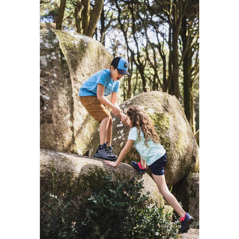 Wandelschoenen met klittenbandsluiting kinderen MH100 maat 24 tot 34 blauw/roze