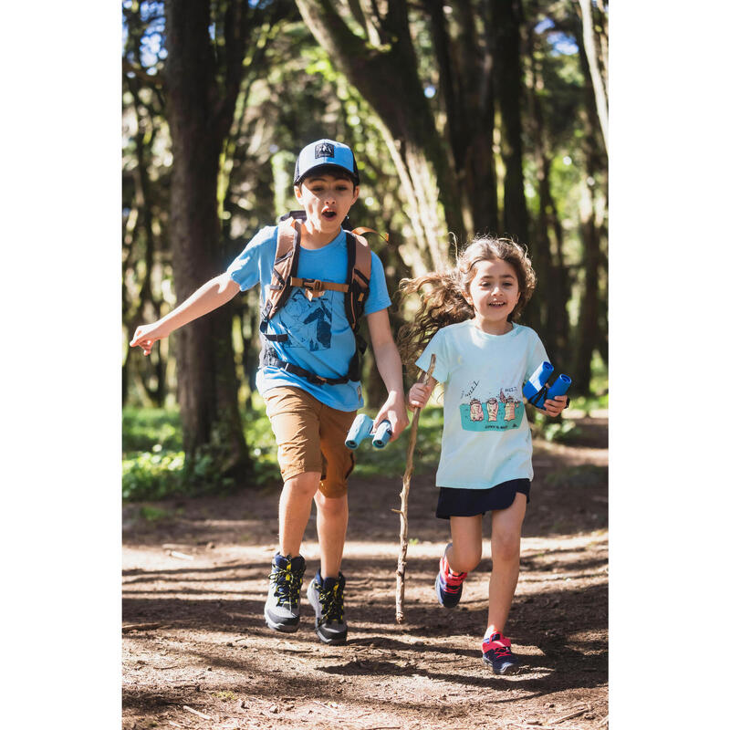 Wandelschoenen met klittenbandsluiting kinderen MH100 maat 24 tot 34 blauw/roze