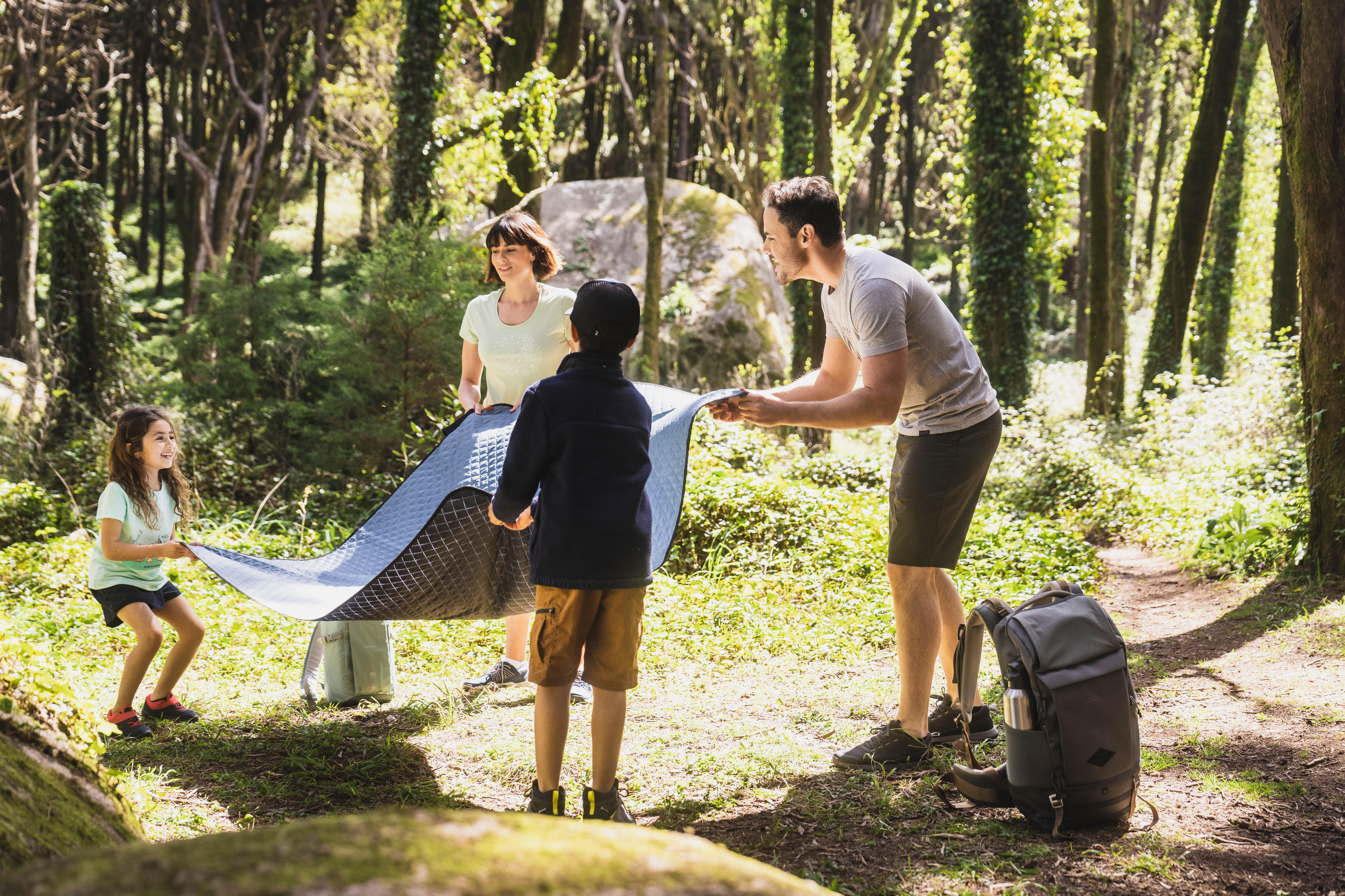 Camping Comfort Blanket - Plaid 500 L Blue - QUECHUA