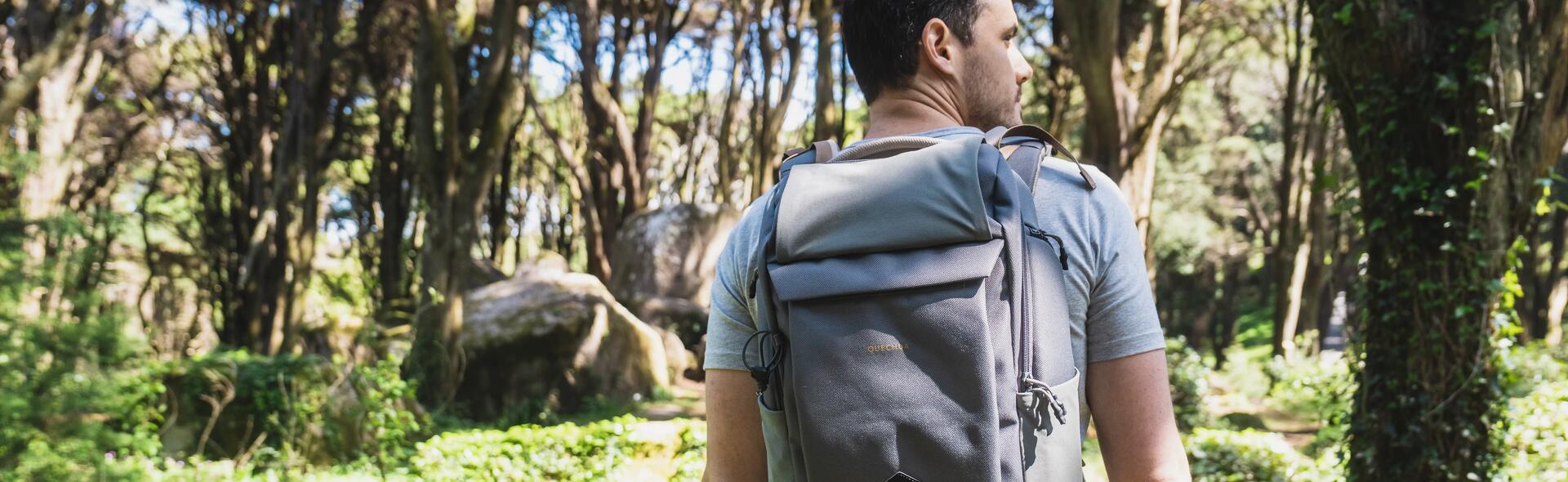 Man hiking in a forest