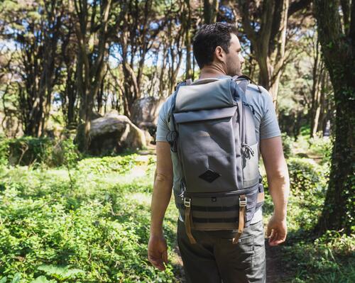 Man hiking in a forest