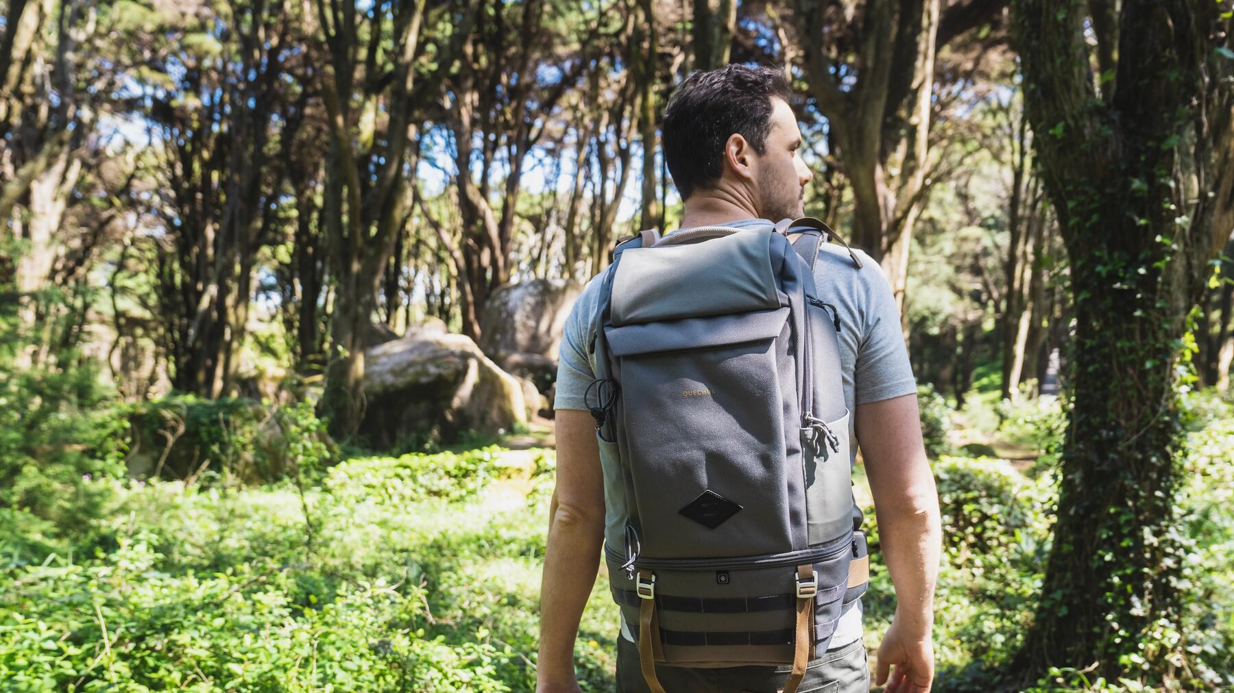 couple hiking on a rocky trail