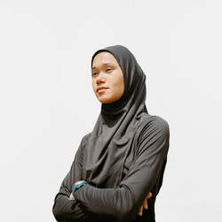 Sports Running Hijab With Opening for Earphones V2 - Black