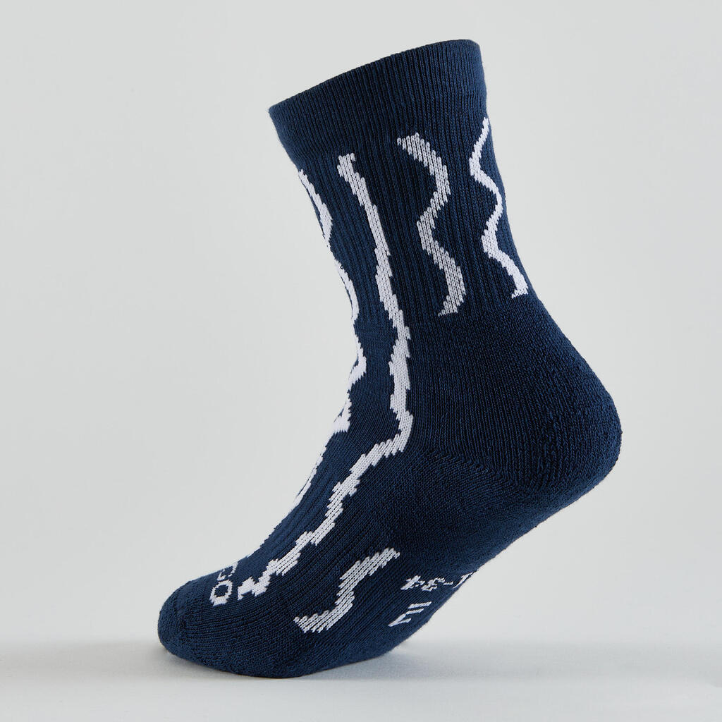 Kids' High-Cut Tennis Socks 4-Pack RS 300 - Blue/White/Navy Print