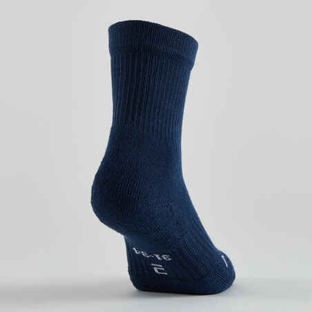 Kids' High-Cut Tennis Socks 4-Pack RS 300 - Blue/White/Navy Print