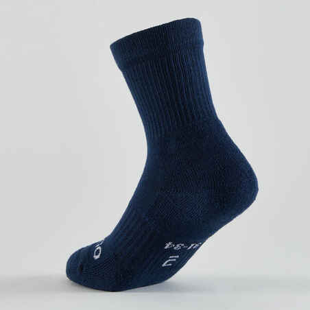 Kids' High-Cut Tennis Socks 4-Pack RS 300 - Blue/White/Navy Print
