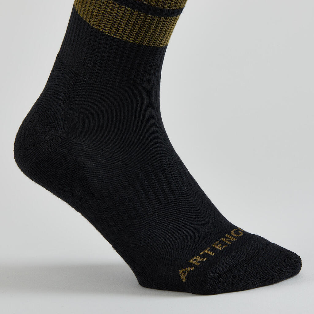 Tenisové ponožky RS 300 vysoké sivo-čierne 4 páry