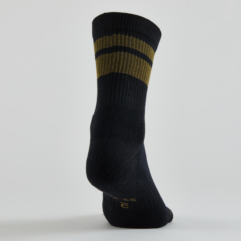 Tenisové ponožky RS 300 vysoké sivo-čierne 4 páry