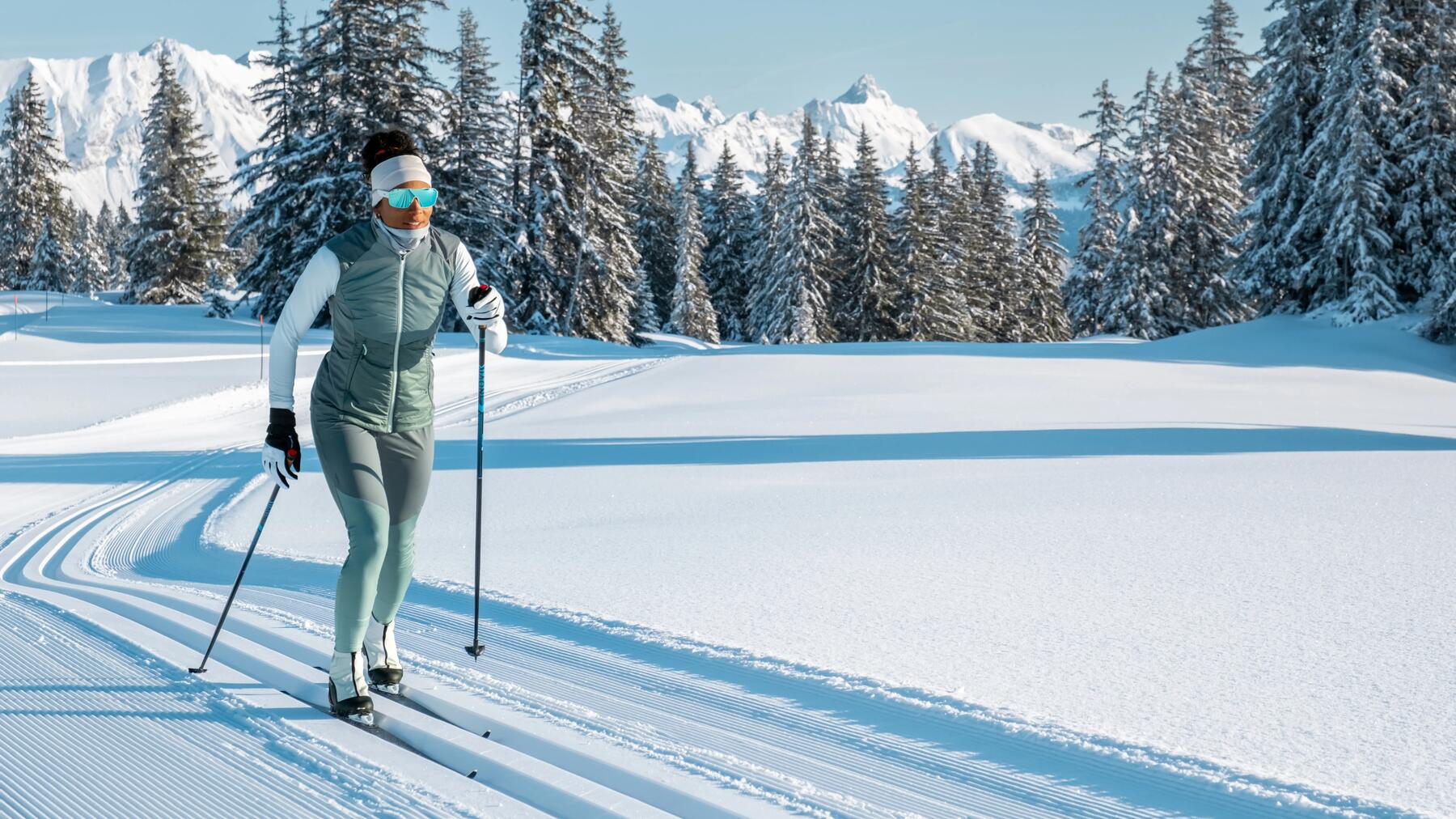 A woman on cross-country skis