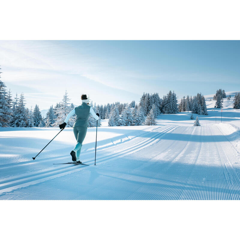 Colanți schi fond 500 Verde Kaki Damă