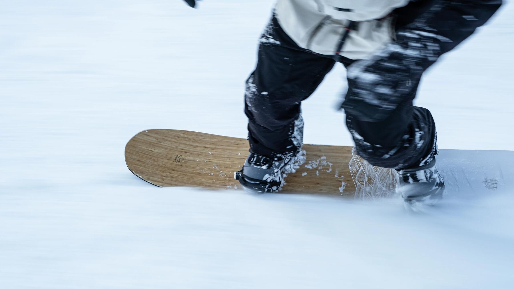 woman on a snowboard