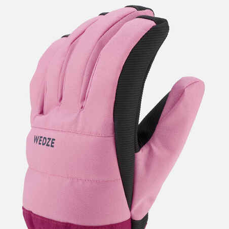 KIDS’ WARM AND WATERPROOF SKI GLOVES 500 Pink