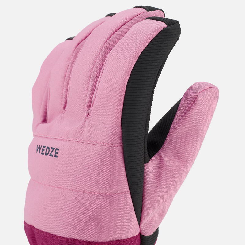 兒童保暖防水滑雪手套 500 粉色