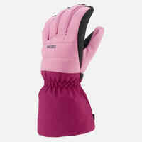 KIDS’ WARM AND WATERPROOF SKI GLOVES 500 Pink