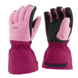 KIDS’ WARM AND WATERPROOF SKI GLOVES 500 Pink