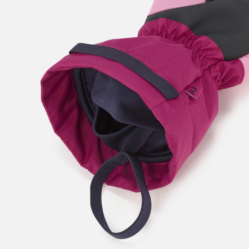 Bērnu silti un ūdensnecaurlaidīgi slēpošanas cimdi “500”, rozā