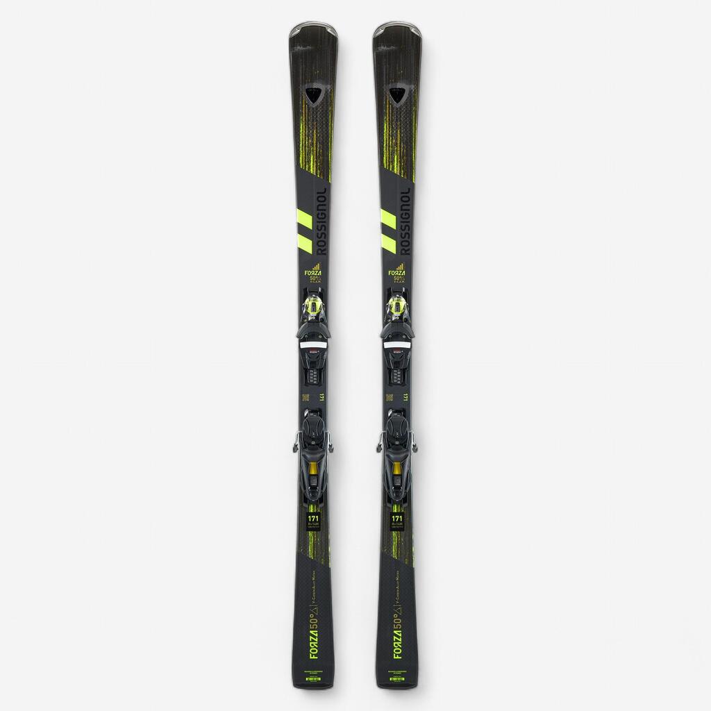 MEN'S DOWNHILL SKI WITH BINDINGS - ROSSIGNOL FORZA 128 50° - BLACK YELLOW