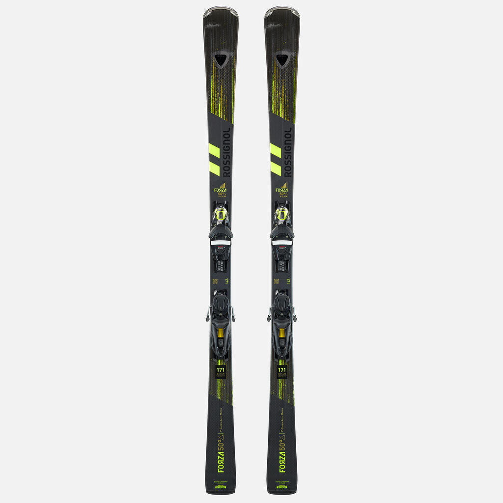 MEN'S DOWNHILL SKI WITH BINDINGS - ROSSIGNOL FORZA 128 50° - BLACK YELLOW