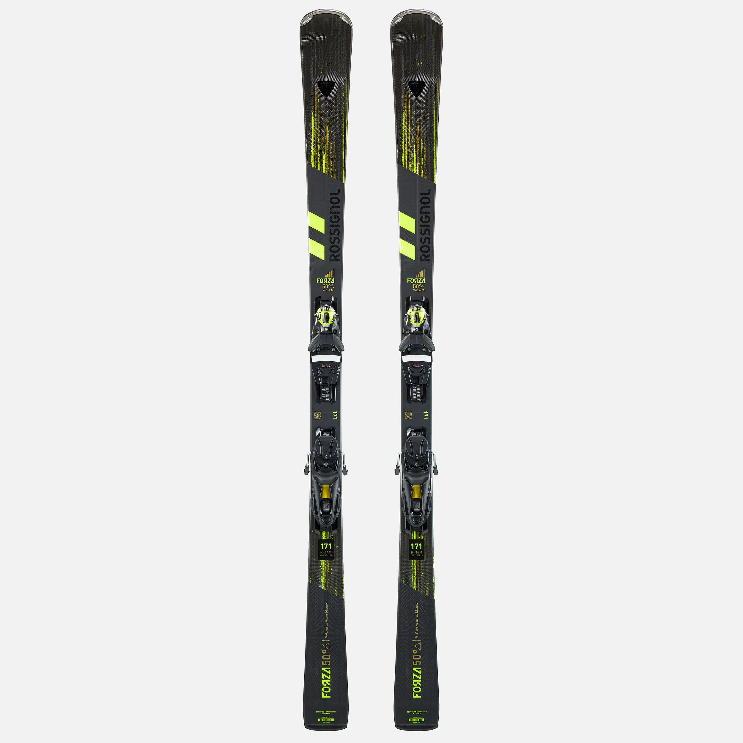 MEN'S DOWNHILL SKI WITH BINDINGS - ROSSIGNOL FORZA 128 50° - BLACK YELLOW 1/10