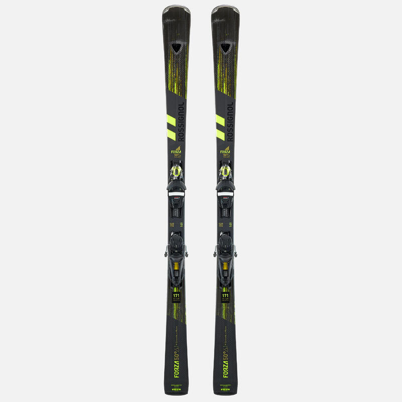 SKI ALPIN HOMME AVEC FIXATIONS - ROSSIGNOL FORZA 128 50° - NOIR JAUNE