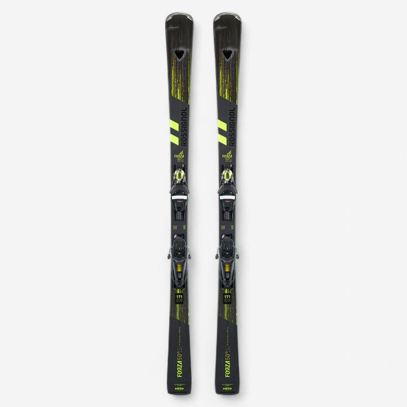 SKI ALPIN HOMME AVEC FIXATIONS - ROSSIGNOL FORZA 128 50° - NOIR JAUNE