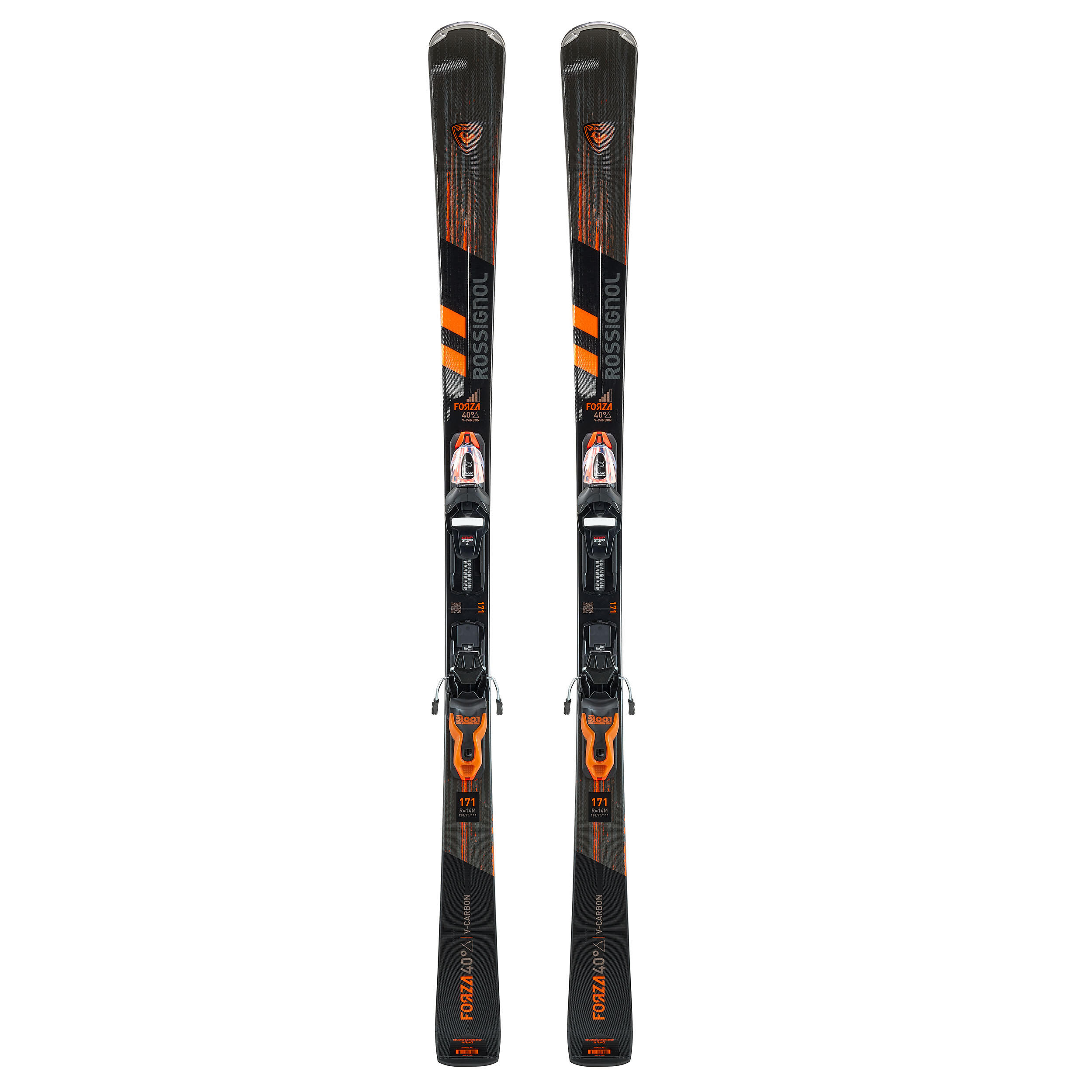 MEN'S DOWNHILL SKI WITH BINDINGS -ROSSIGNOL FORZA 128 40° - BLACK ORANGE 1/10