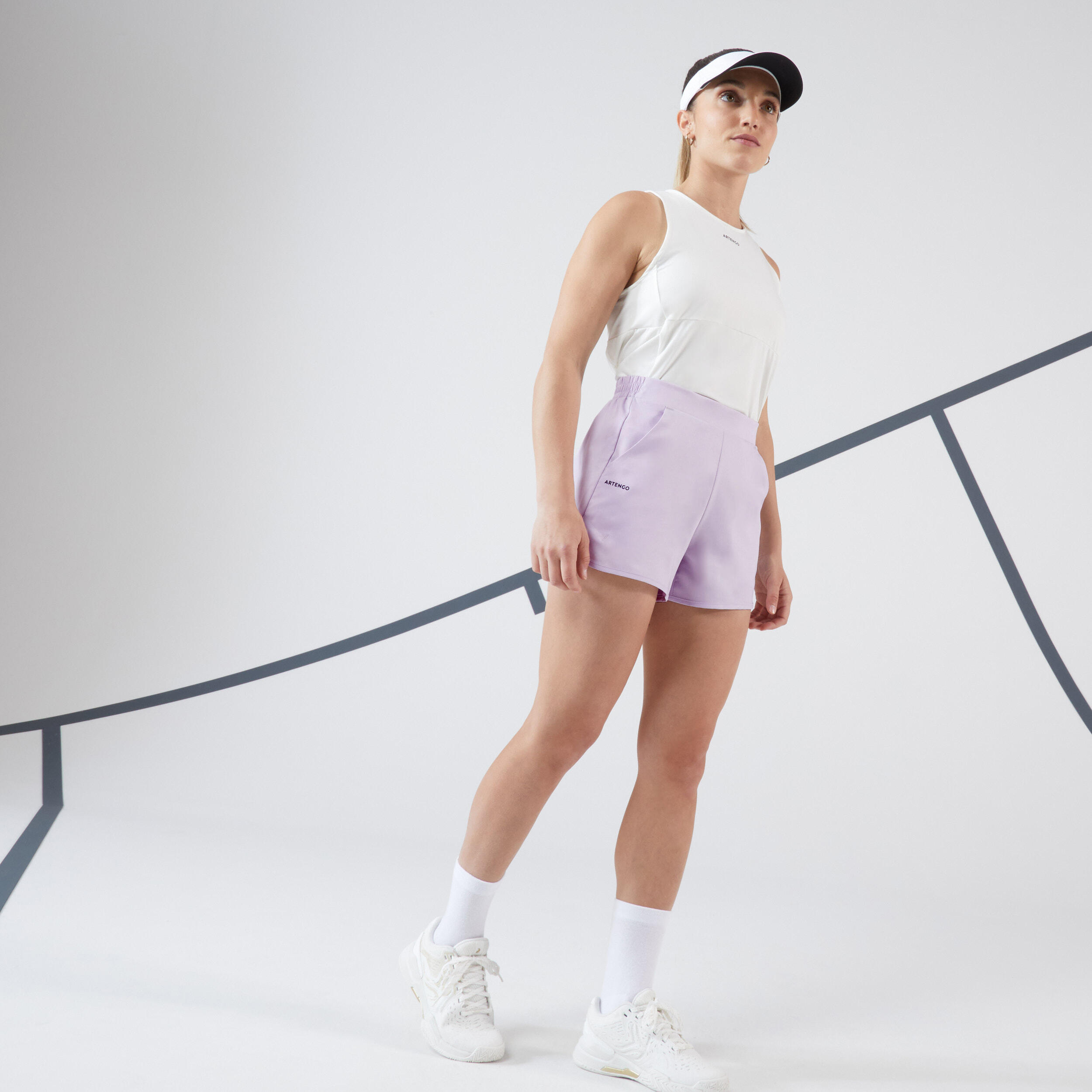 Women's Tennis Shorts with Pocket Essential Dry - Light Mauve 2/4