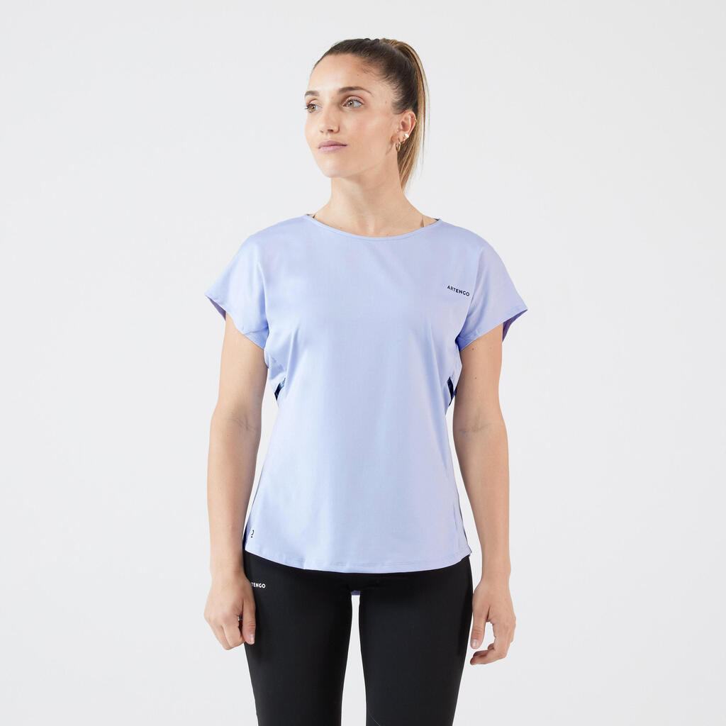 Moteriški teniso marškinėliai su apvalia apykakle „Dry 500“, violetiniai