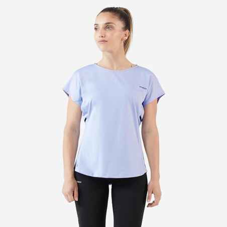 Γυναικείο μαλακό t-shirt τένις με λαιμόκοψη Dry 500 - Μπλε της λεβάντας