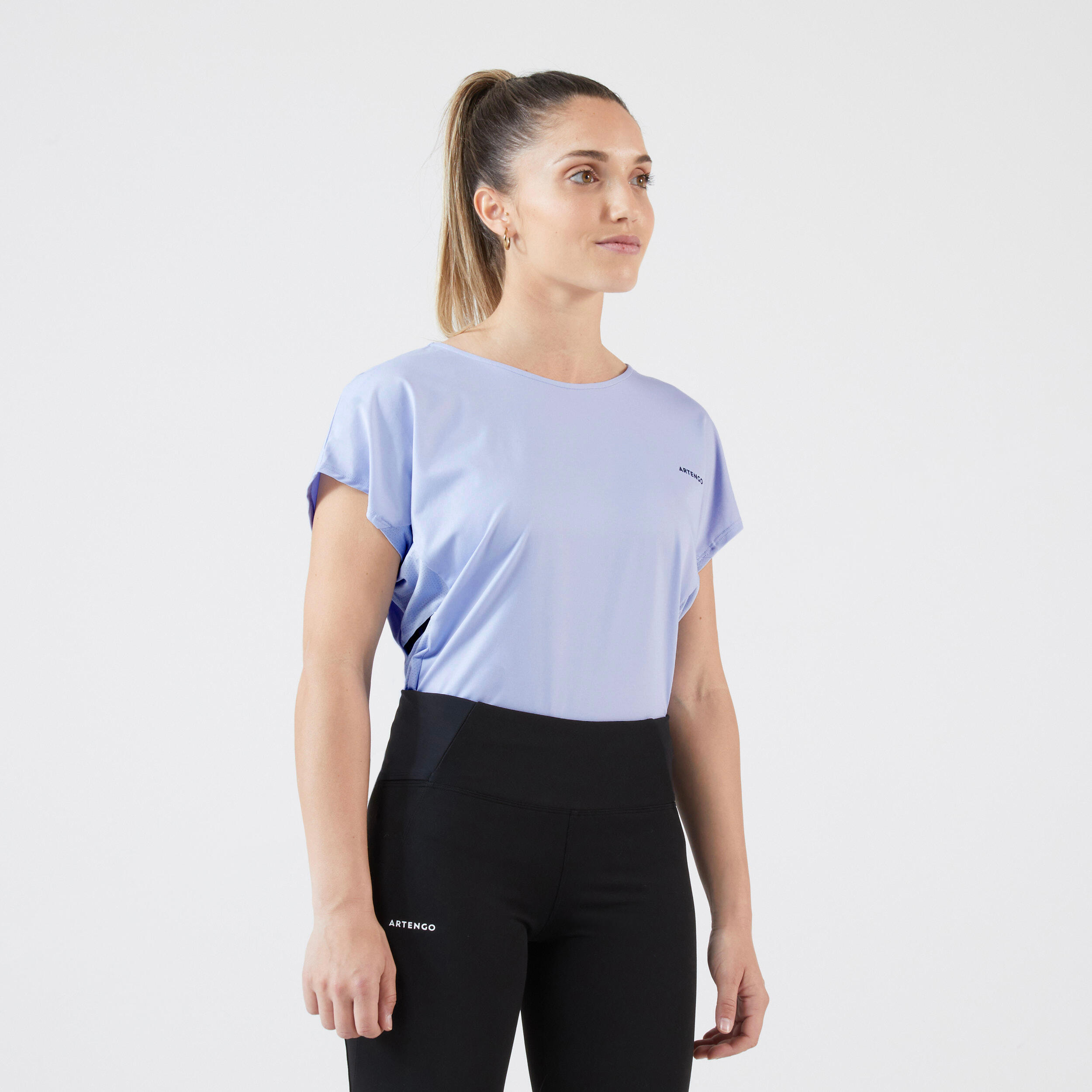 ARTENGO Women's Soft Crew Neck Tennis T-Shirt Dry 500 - Lavender Blue