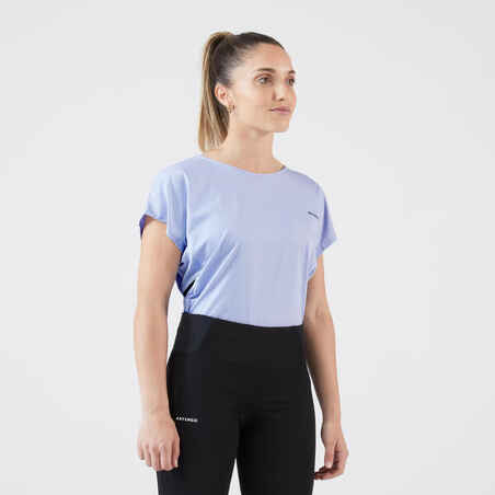 Moteriški teniso marškinėliai su apvalia apykakle „Dry 500“, violetiniai