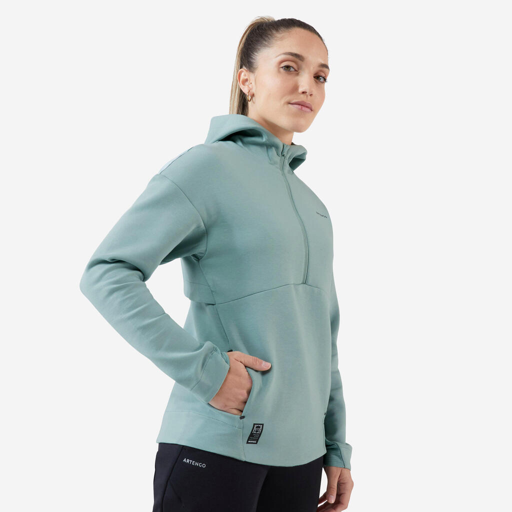 Soft Half Zip Tennis Hoodie Dry 900 - Verdigris