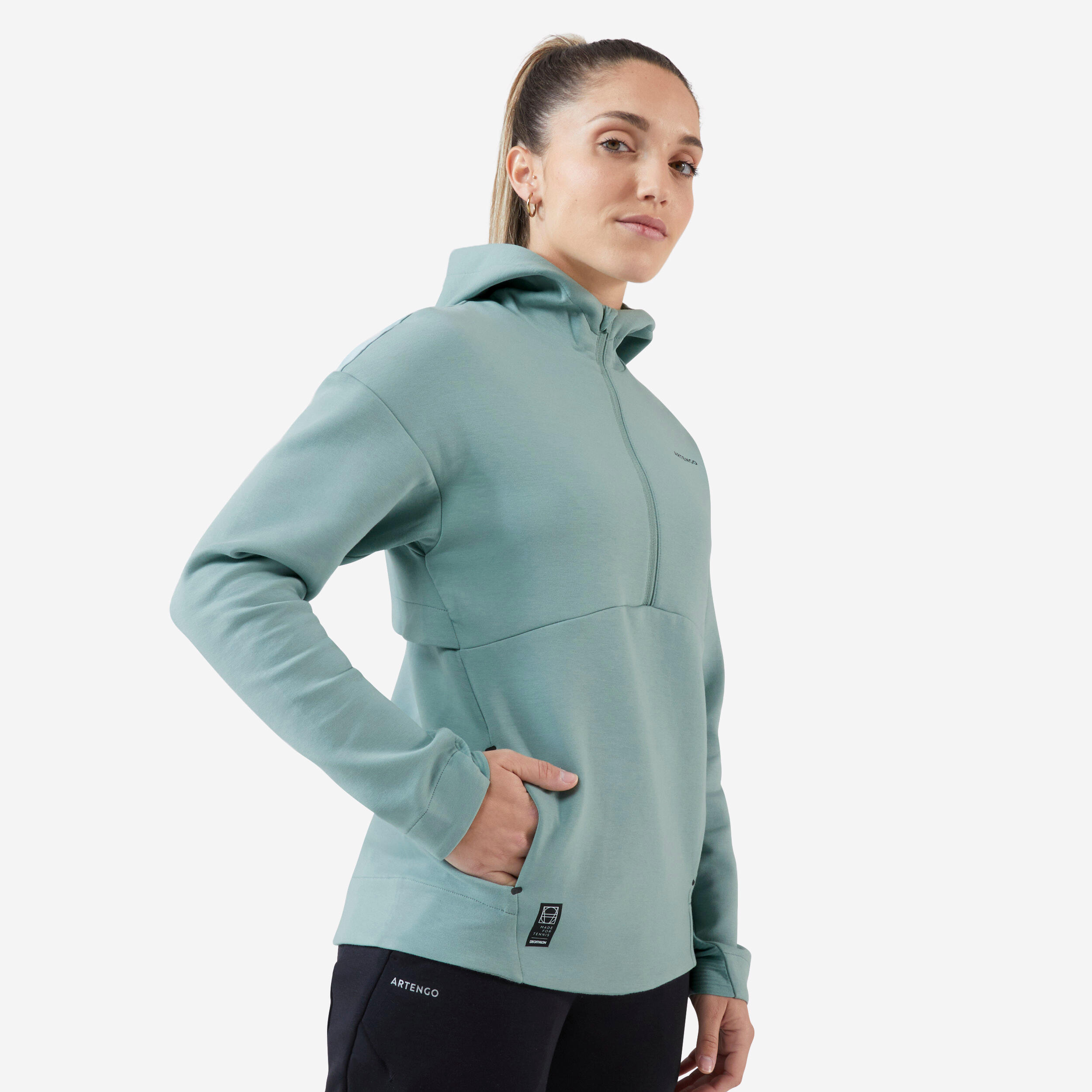 Half-zip tennis hoodie dry soft - Dry 900 verdigris