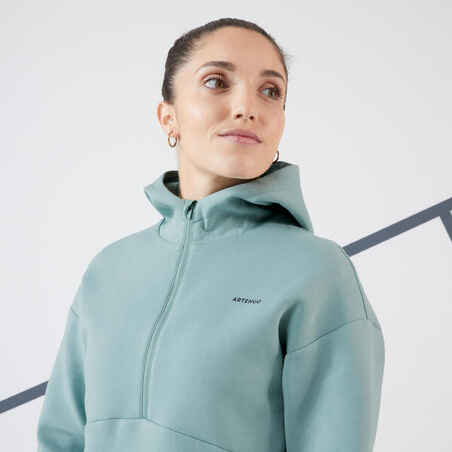 Soft Half Zip Tennis Hoodie Dry 900 - Verdigris