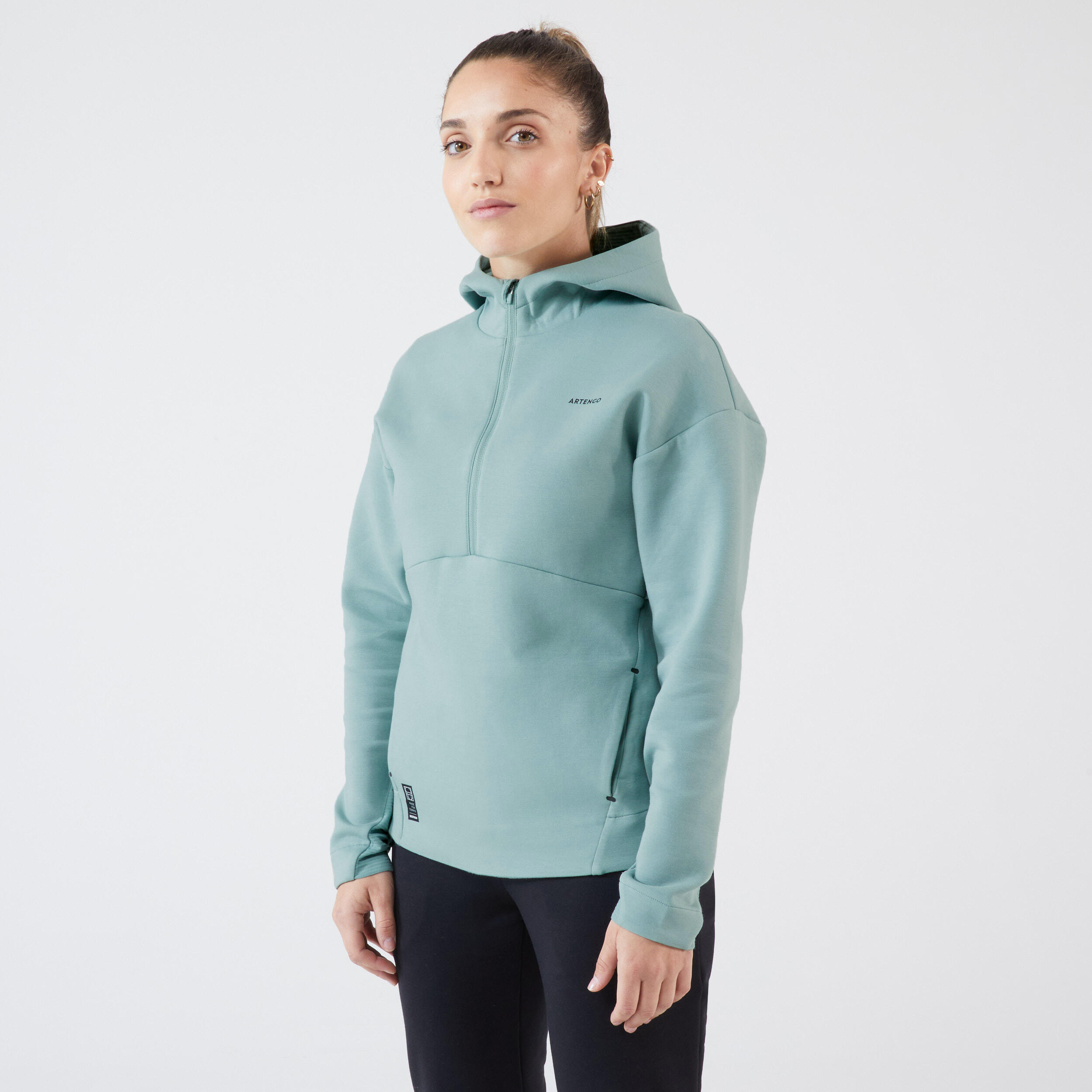 Soft Half Zip Tennis Hoodie Dry 900 - Verdigris 6/7