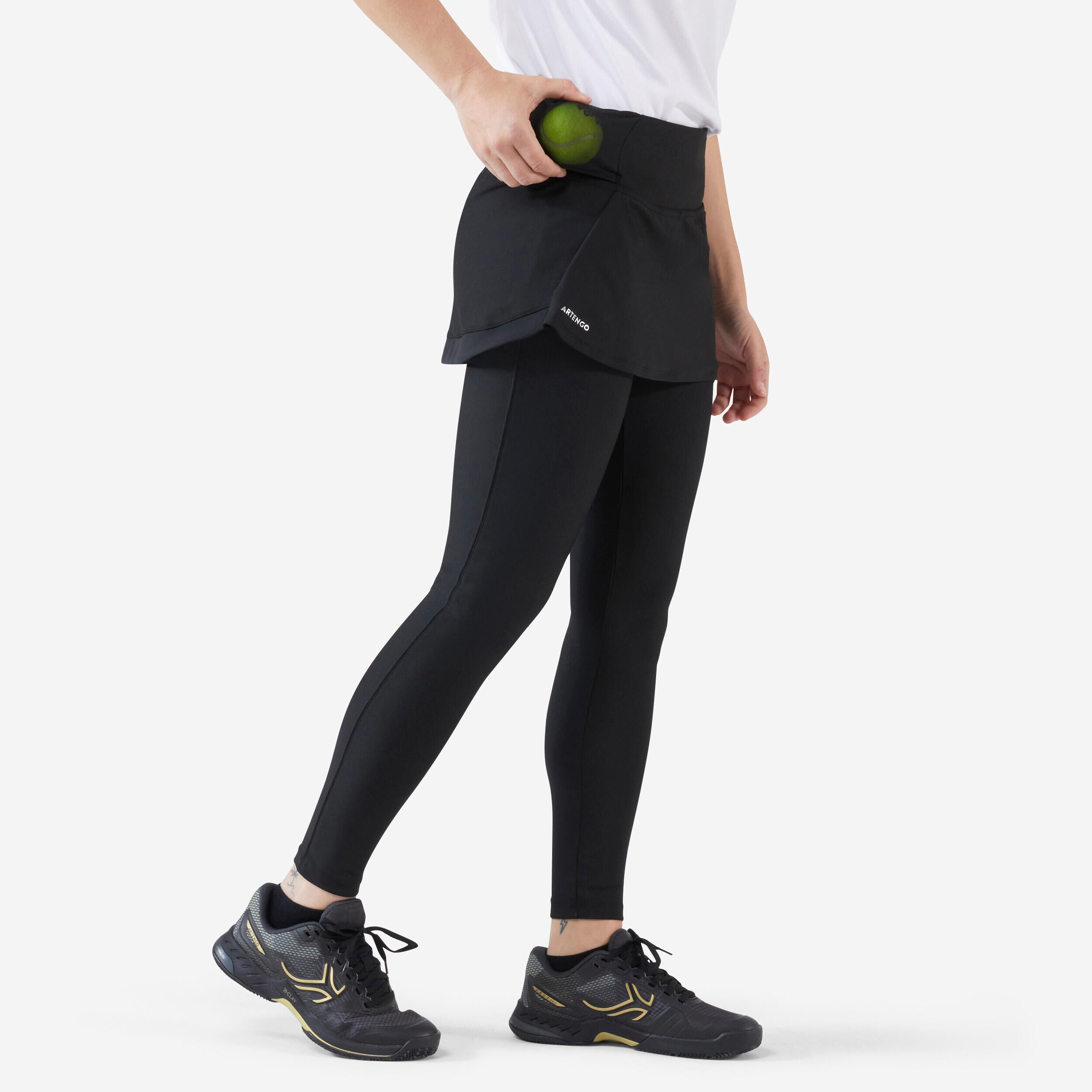 ARTENGO Women's Tennis Hip Ball Skirt + Leggings Dry - Black