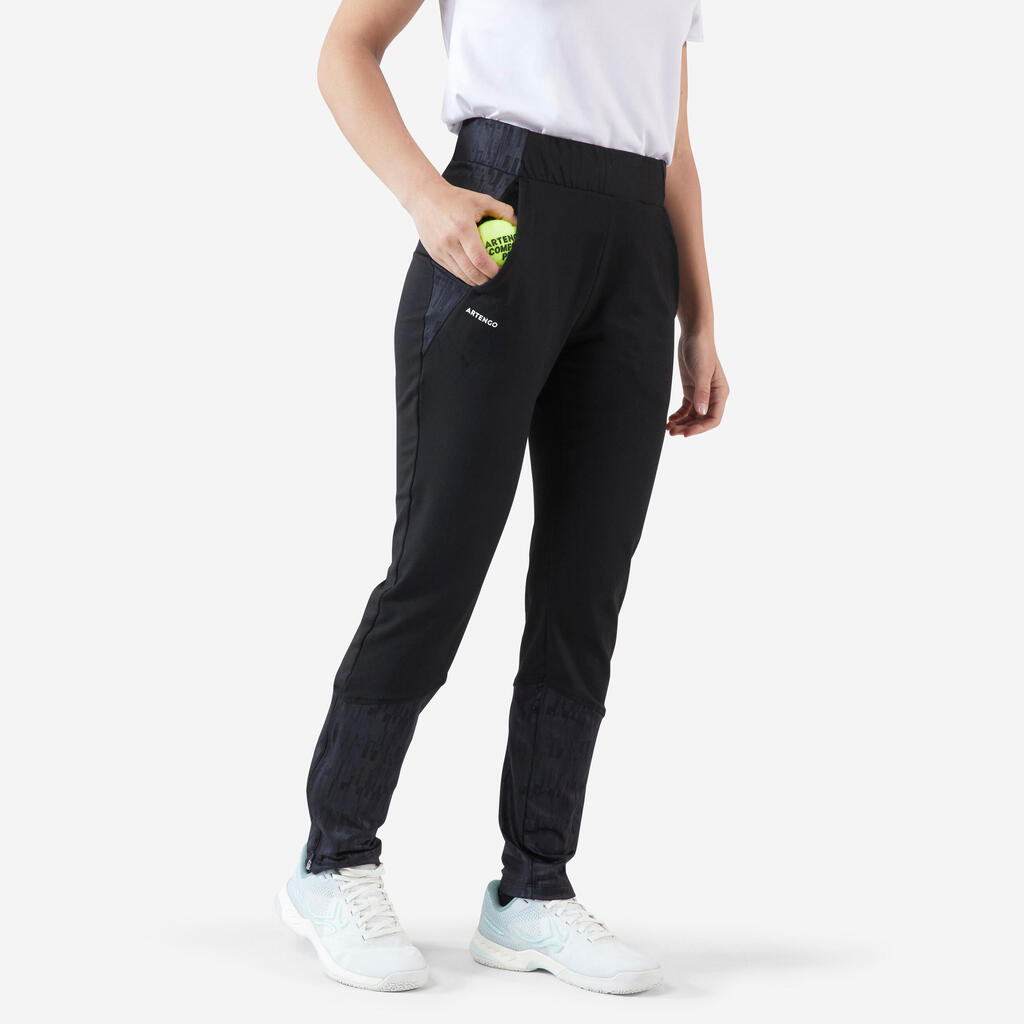 Crne ženske termo pantalone za tenis TH 500