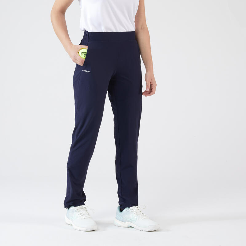 Tennisbroek met zakken dames PA Dry 500 marineblauw