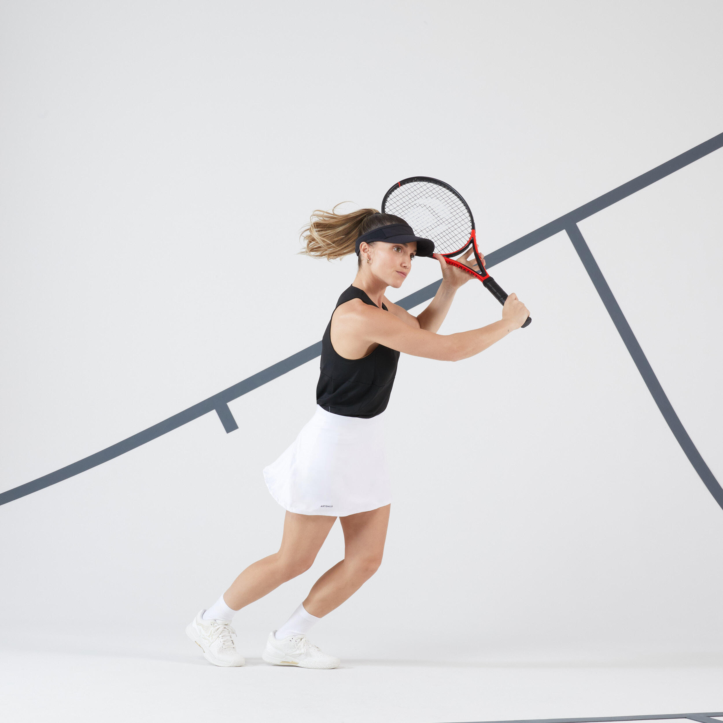 Women's Quick-Dry Tennis Skirt - Essential 100 White - ARTENGO