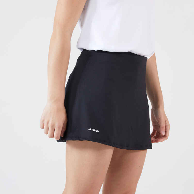 Γυναικεία φούστα τένις που στεγνώνει γρήγορα Essential 100 - Μαύρο