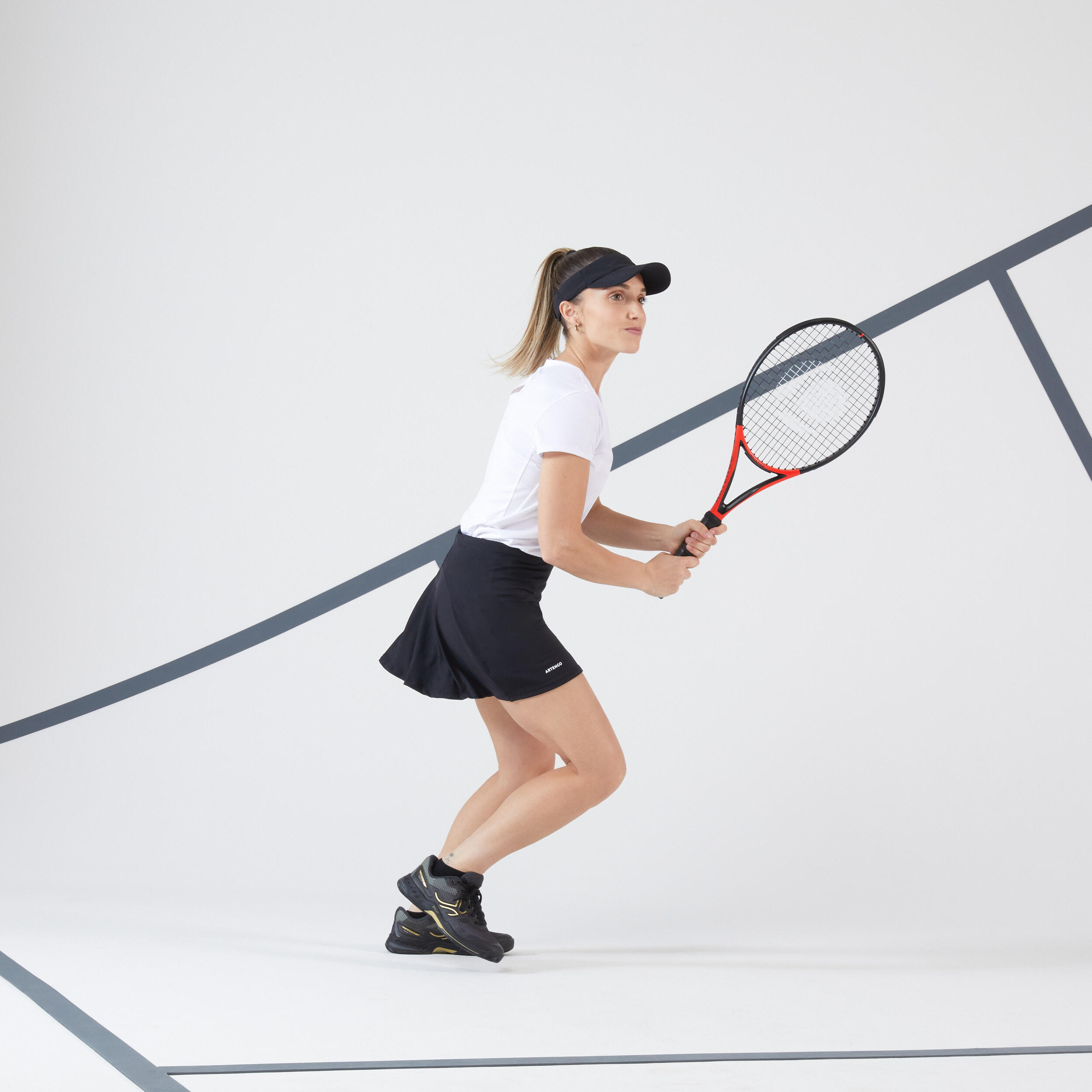Women Tennis Cropped Leggings - Hip Ball Black