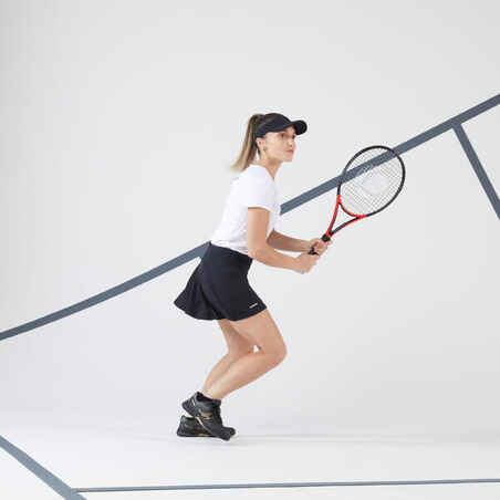 Γυναικεία φούστα τένις που στεγνώνει γρήγορα Essential 100 - Μαύρο