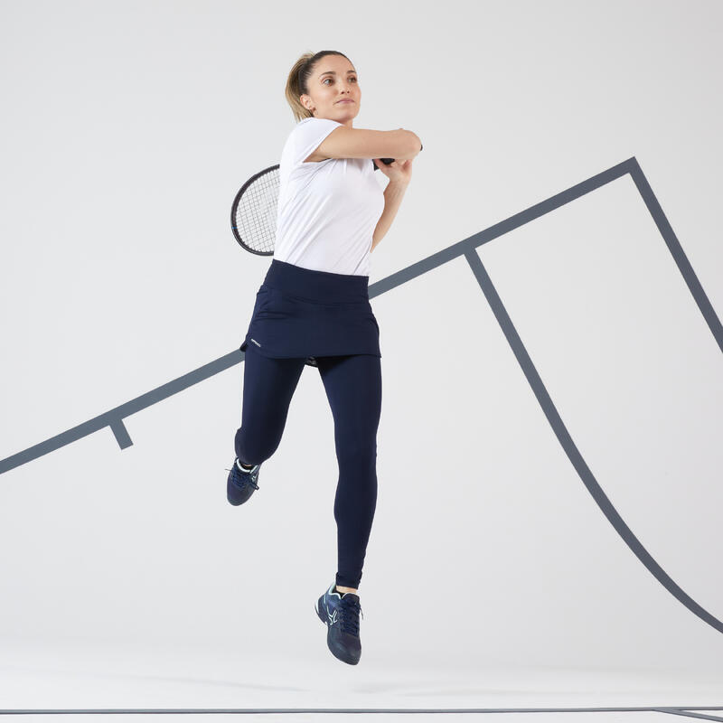 Tennislegging met rokje voor dames dry HIP BALL donkerblauw