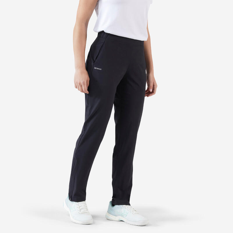 Tennisbroek met zakken dames DRY 500 zwart