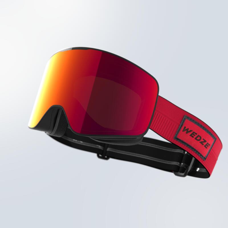 成人／兒童好天氣單板及雙板滑雪護目鏡－紅色亞洲版